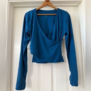 Athleta Teal Transcend Wrap Top